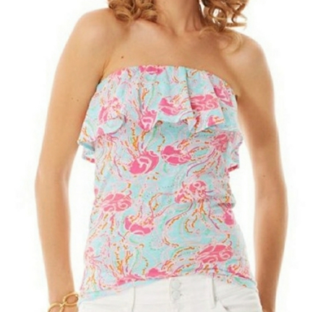 Lilly Pulitzer Wiley Ruffled Tube Top in Jellies Be Jammin